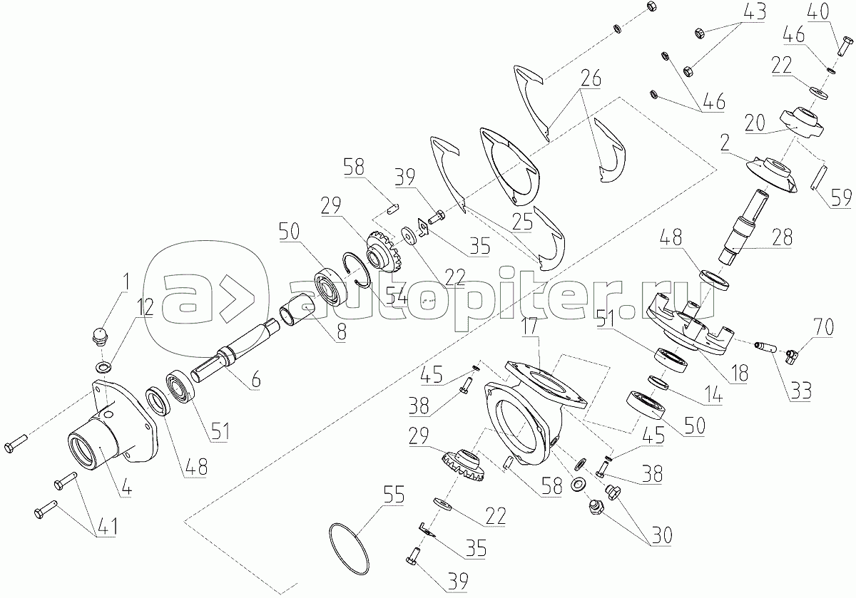 Редуктор (142.47.02.040), Иллюстрация действительна для техники, произведенной с 20090301 по 20110815