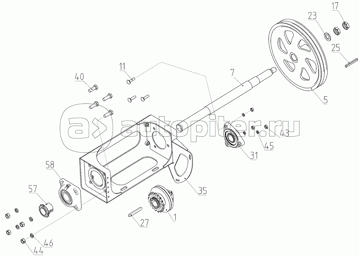 Контрпривод выгрузного устройства (142.28.02.600), Иллюстрация действительна для техники, произведенной с 20090702