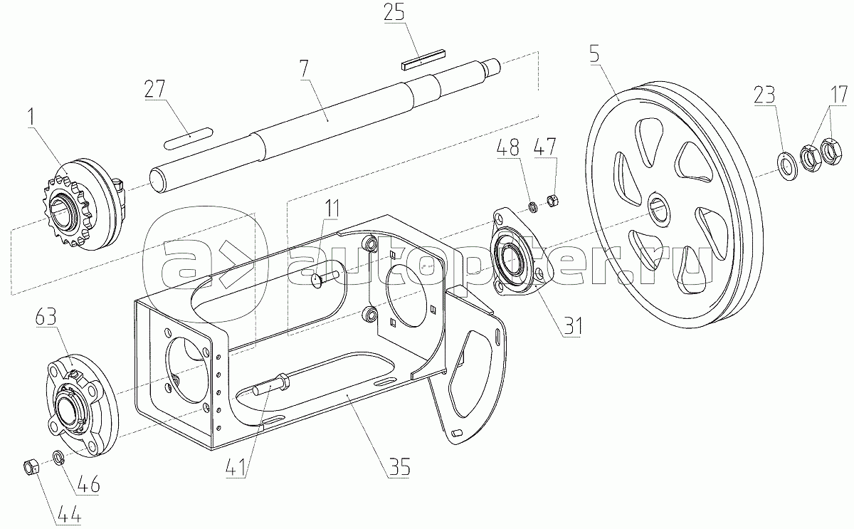 Контрпривод выгрузного устройства (142.28.02.600-02), Иллюстрация действительна для техники, произведенной с 20120501