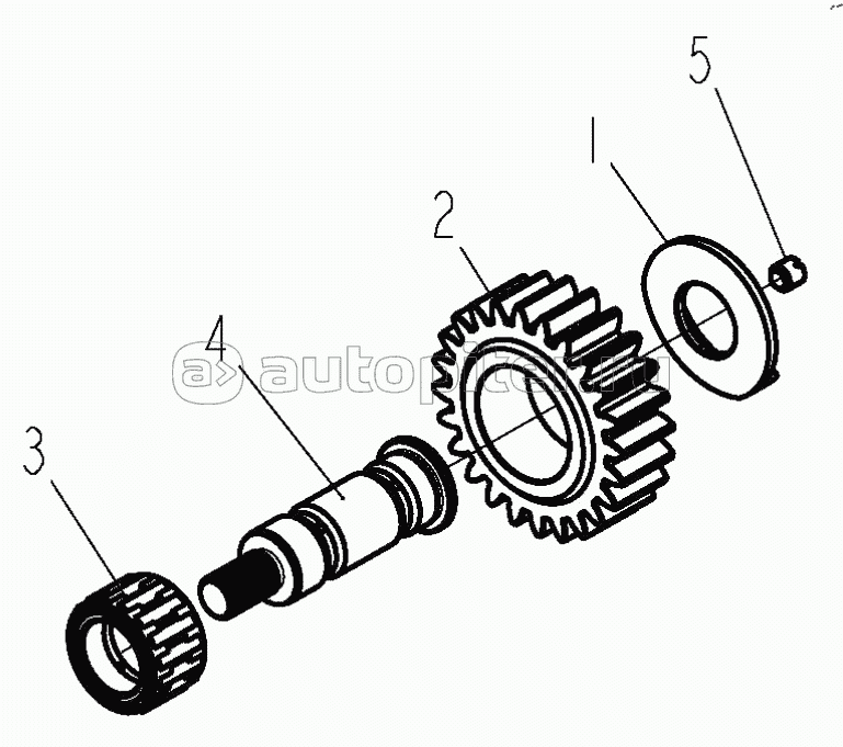 Промежуточный вал передачи заднего хода в сборе