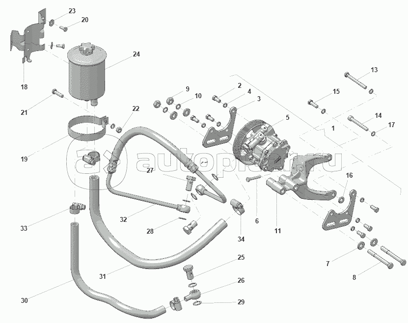 Насос ГУР, бачок расширительный масляный, шланги