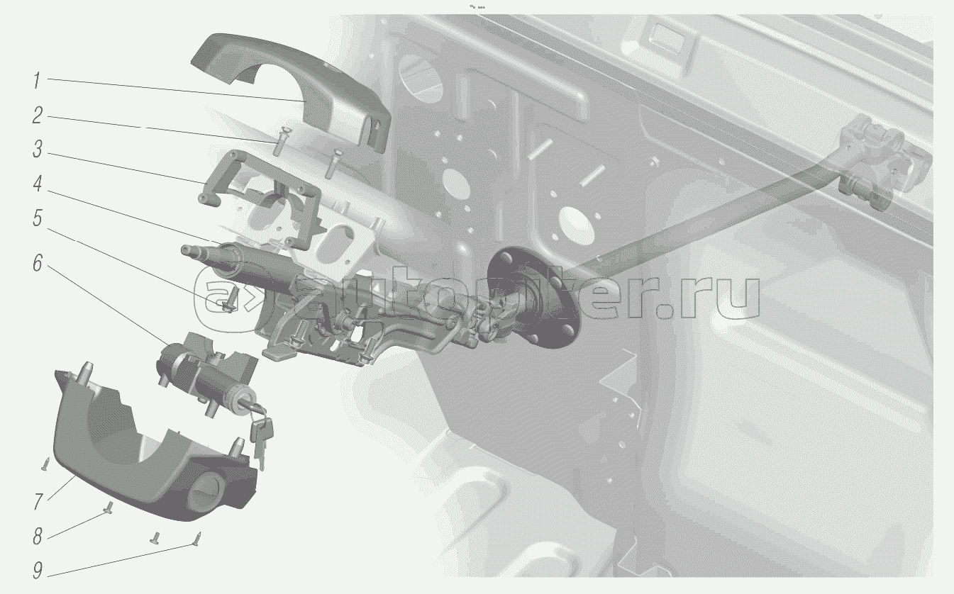 Установка колонки рулевого управления;Steering Column Installation