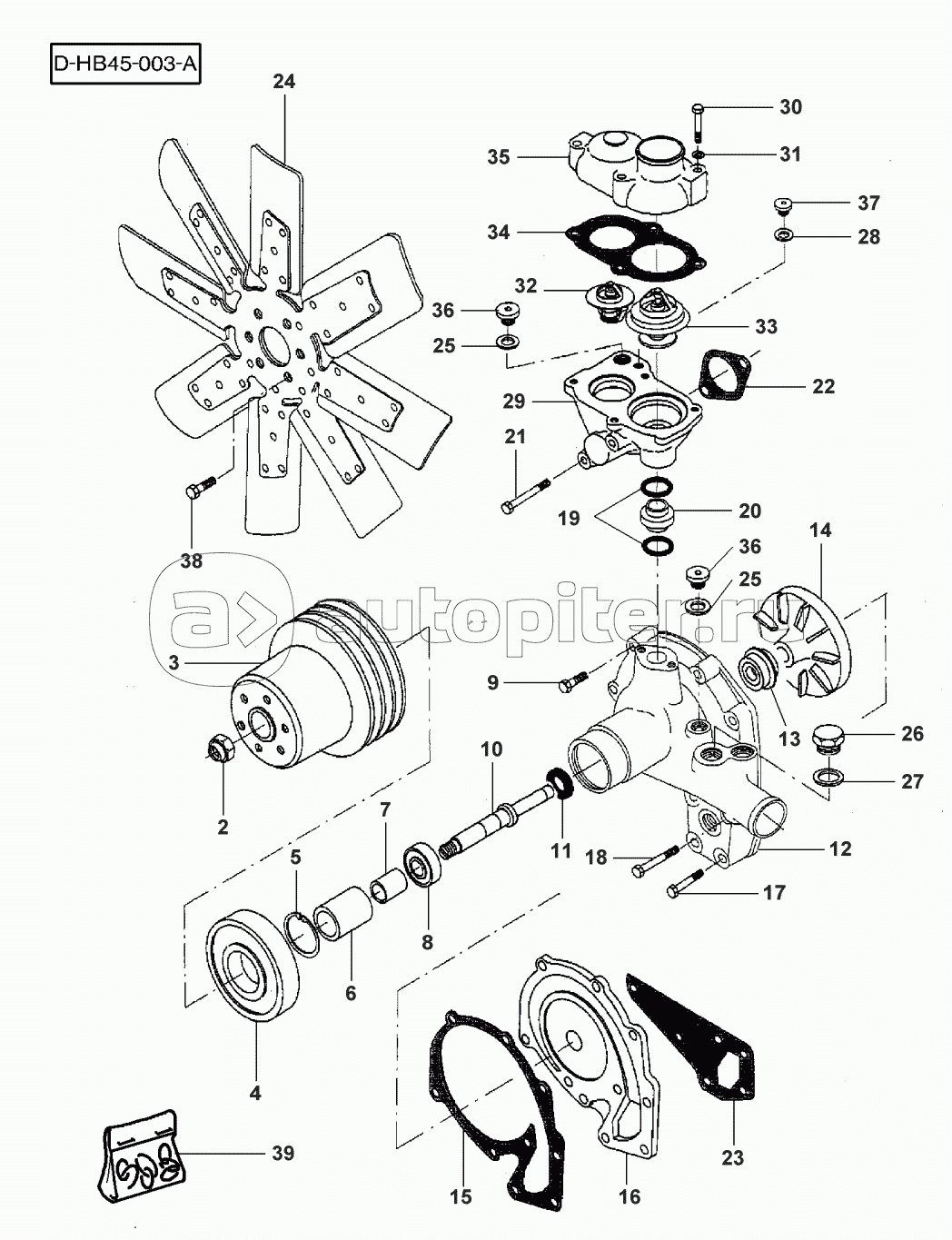 WATER PUMP, THERMOSTAT AND HEAT EXCHANGER