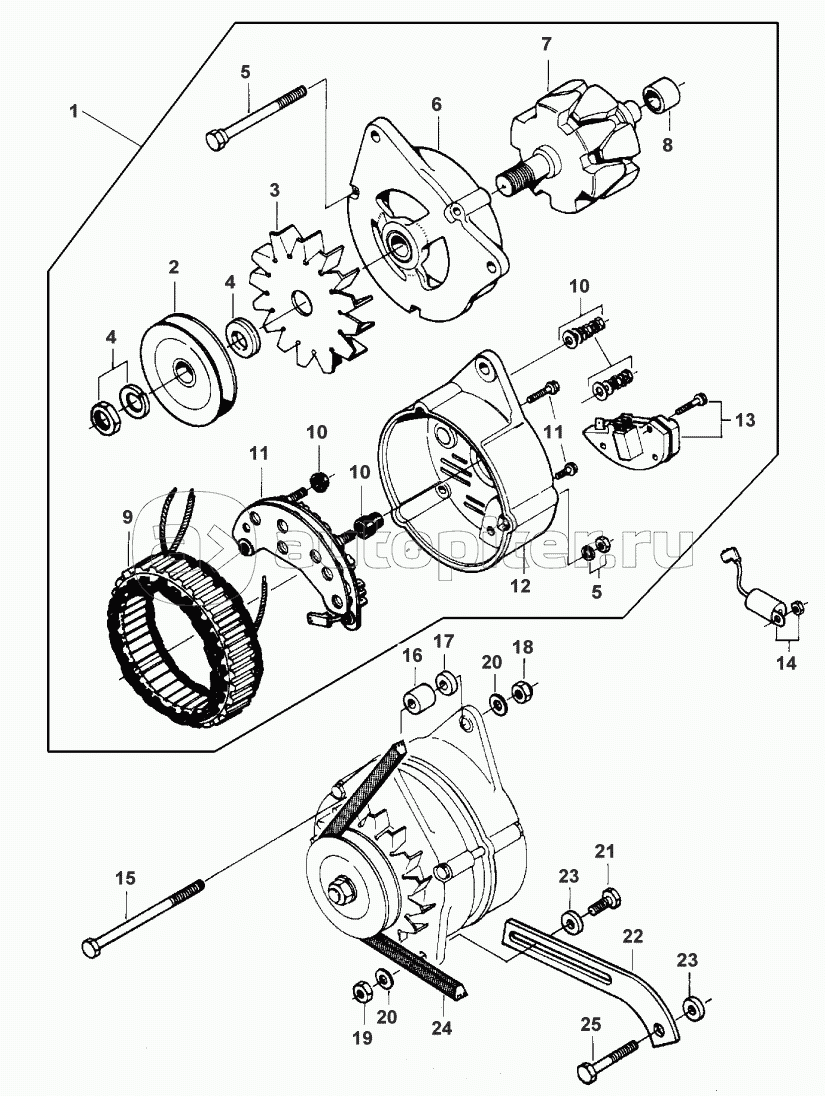 ALTERNATOR - UP TO SERIAL NO K1000 MF7250/MF7252