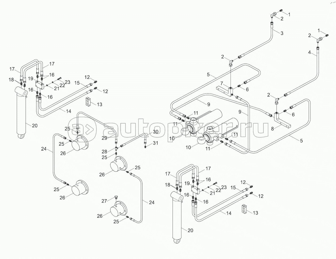 Гидравлическая система поворотной выносной опоры