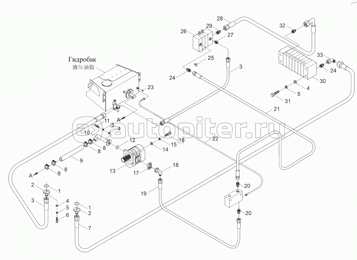 Трубопровод снабжения масла главного насоса